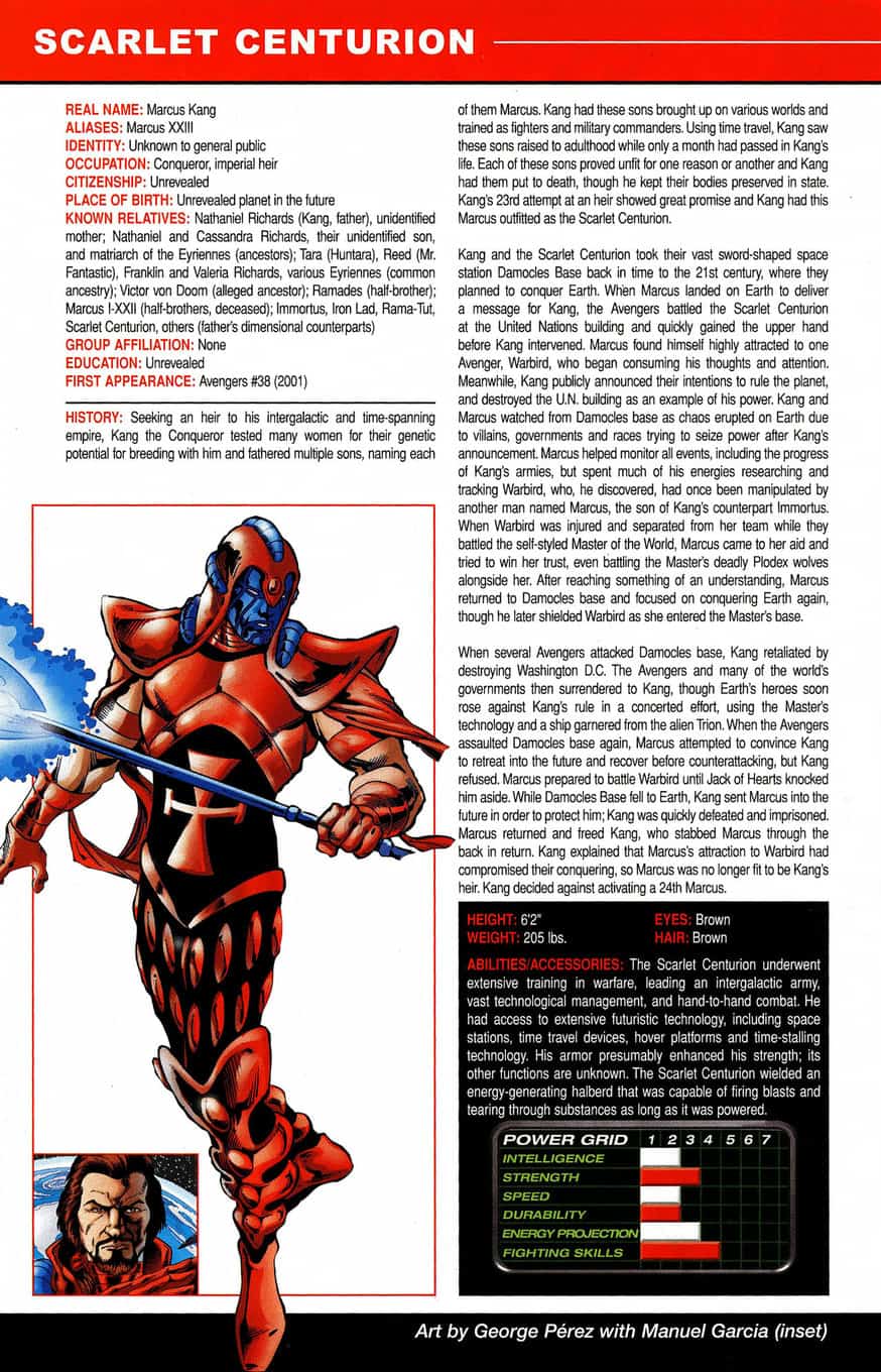 ALL NEW OFFICIAL HANDBOOK OF THE MARVEL UNIVERSE A TO Z 2006 - Scarlet Centurion Marcus Kang