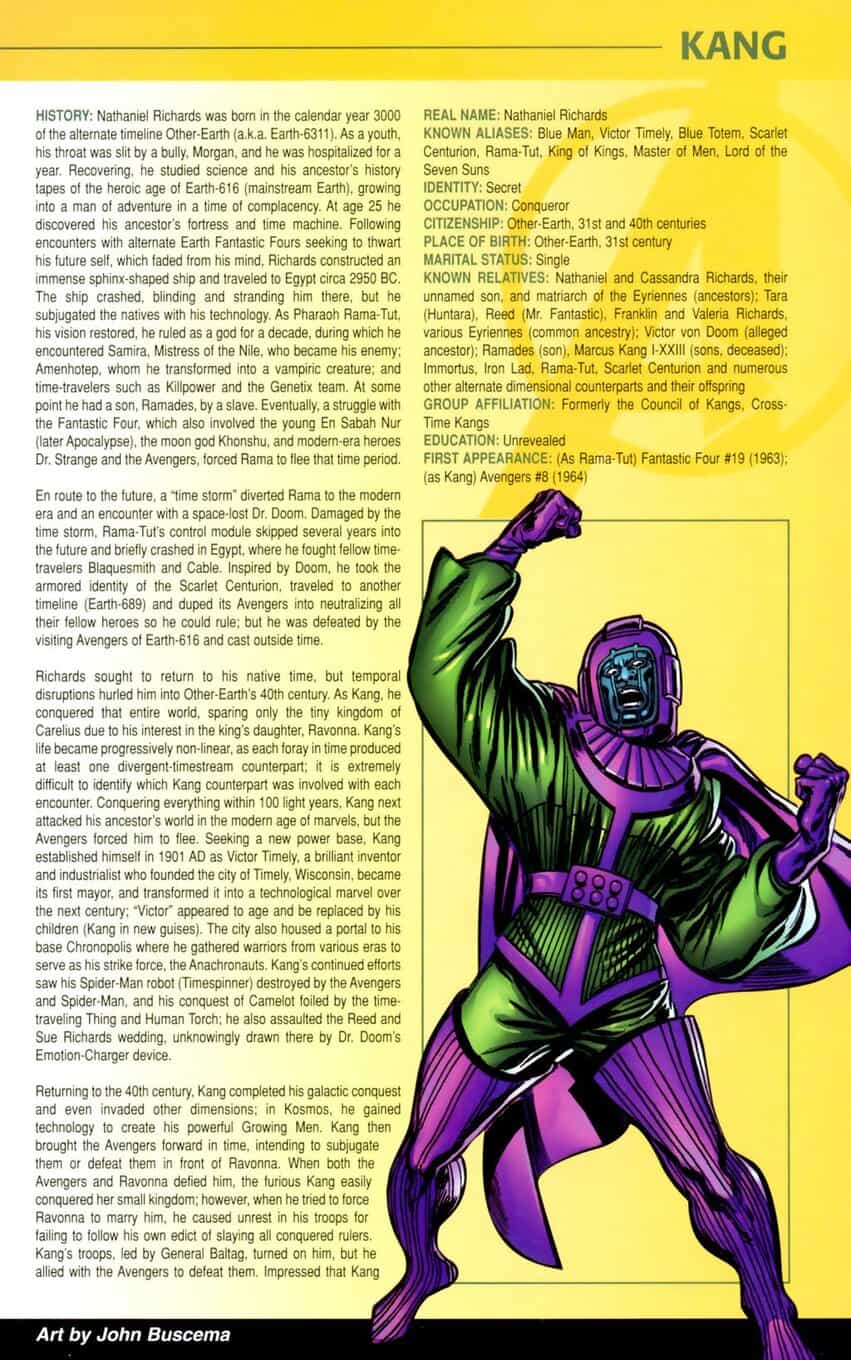 Marvel Handbook Avengers #1 2005 Kang 1