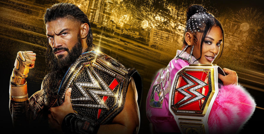 Wwe Night Of Champions 2023 Banner Roman Reigns & Bianca Belair